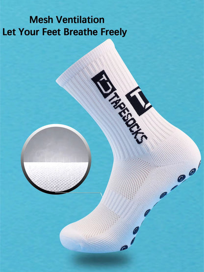 4 Pairs Men'S Soccer Socks with Grip, Non Slip anti Slip Athletic Socks with Cushion Pads for Football/Basketball
